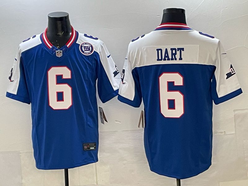 Men 2025 Nike New York Giants #6 Dart Blue Limited NFL Jersey style 05